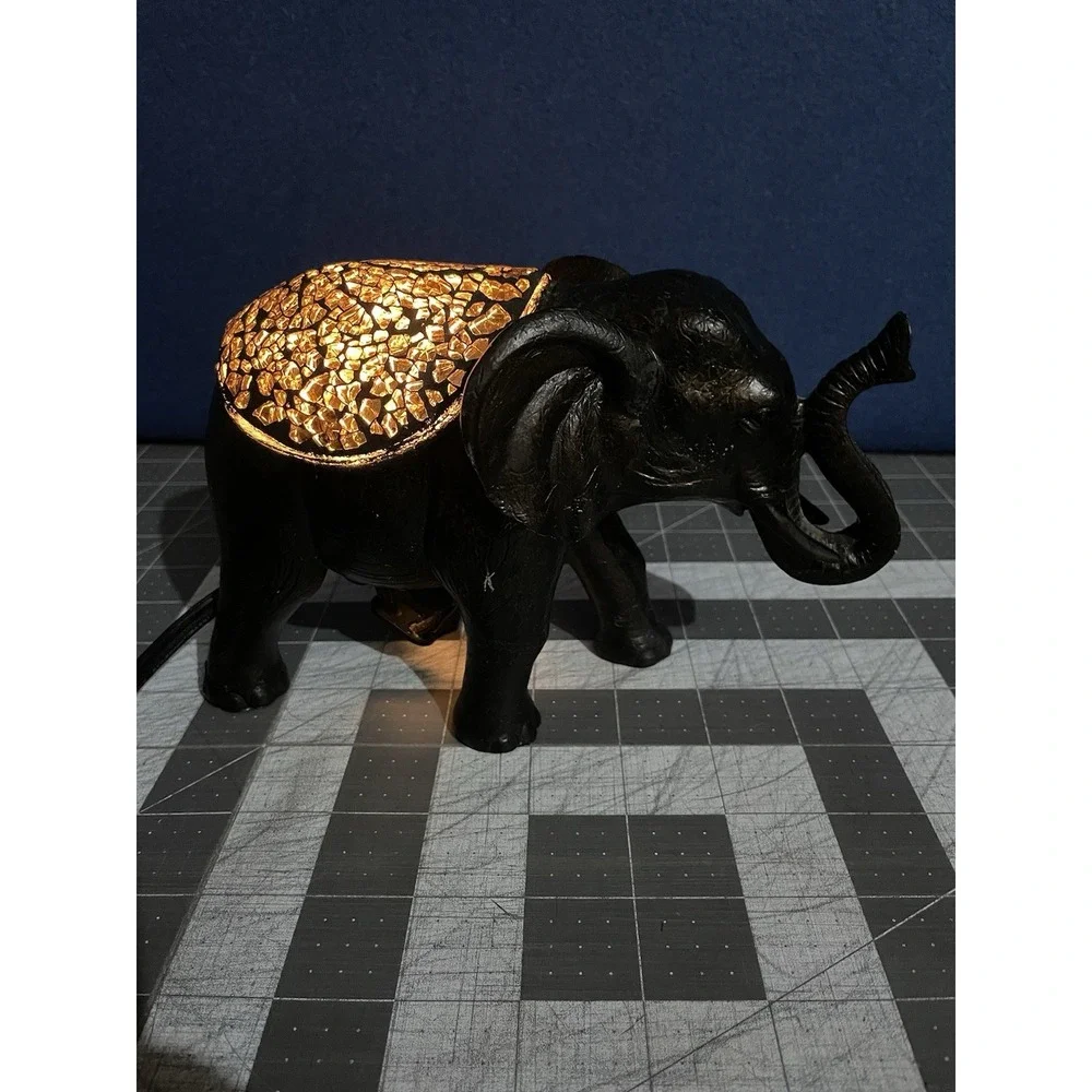 Elephant Night Light Desktop Table Lucky‎ Trunk Up Small Figure